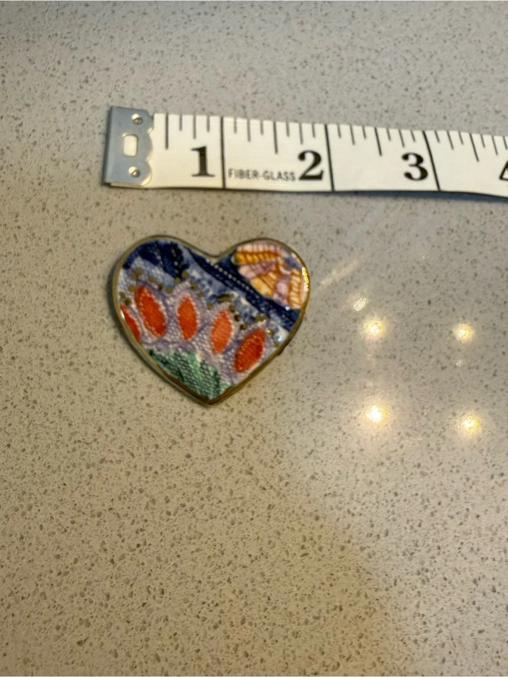 Handmade Enamel/Ceramic Heart Pin - Multicolor